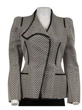 Tom Ford Herringbone Jacket IT 42 Black White Nylon Cotton Blend Blazer Coat